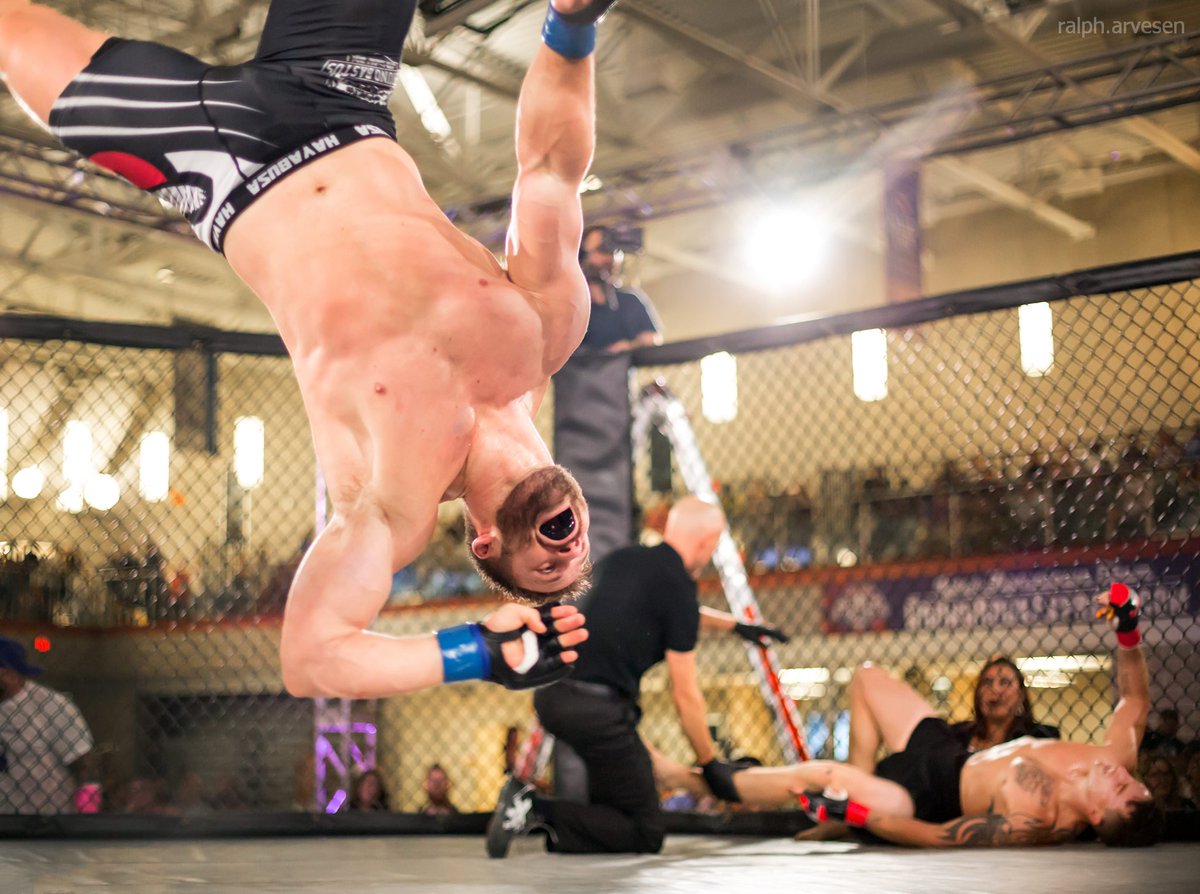 RalphArvesen's tweet photo. Chip Cole celebrating after defeating Stephen Glanville at the @StrikeLeague 'Rumble At The Rock' fight at the @RRSportsCenter. #chipcolemma https://t.co/GhvZwQrKWV