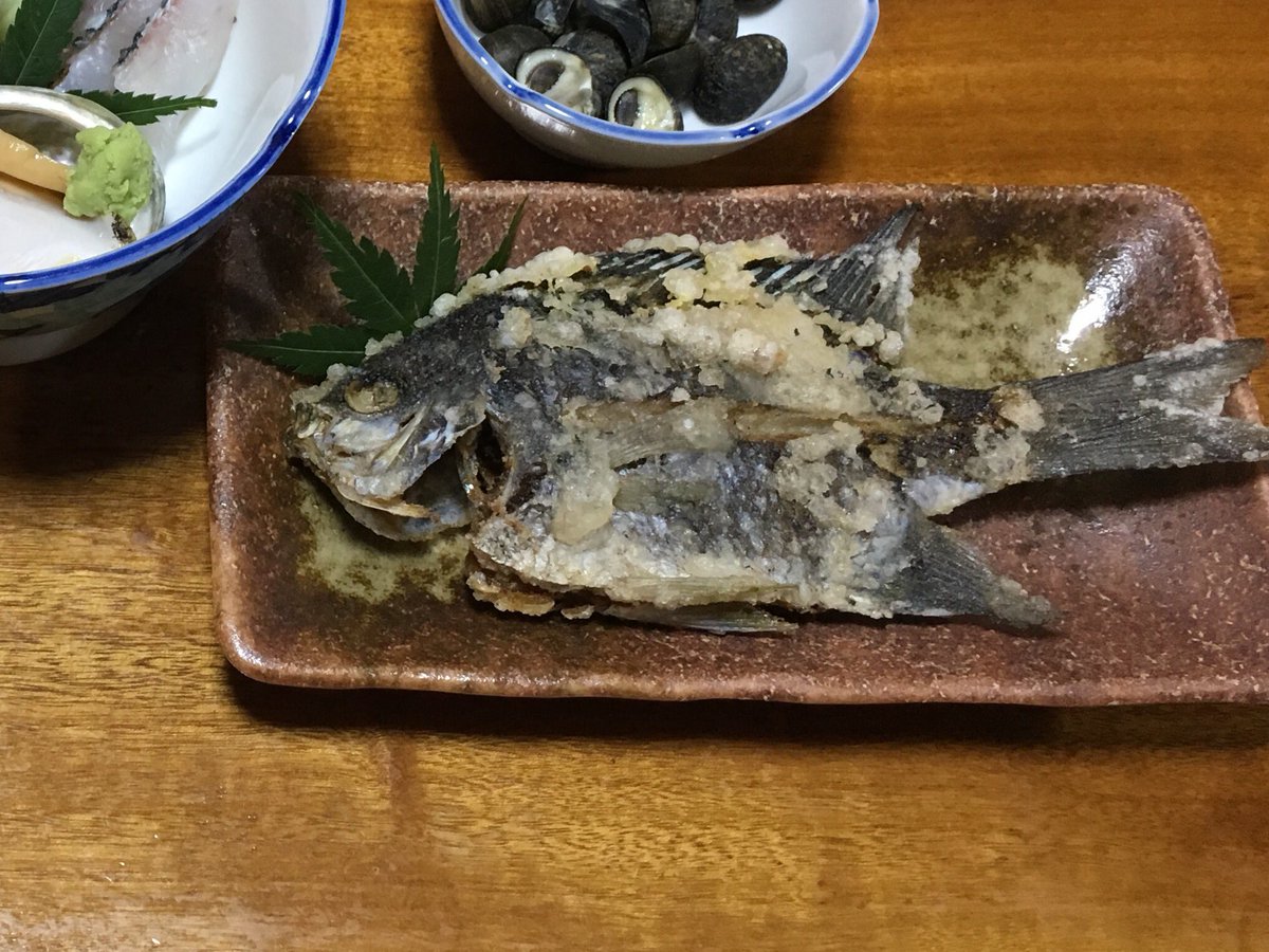 みみお 口永良部の港まつりの出店で金魚すくいならぬ魚釣りがあるのには驚いたけれど 宿に戻って同じ魚が唐揚げにされて食卓に出された時はもっとビックリした オヤビッチャ ダイビングでもよく見る魚で まさか口にするとは思わなかったけれど スズキ