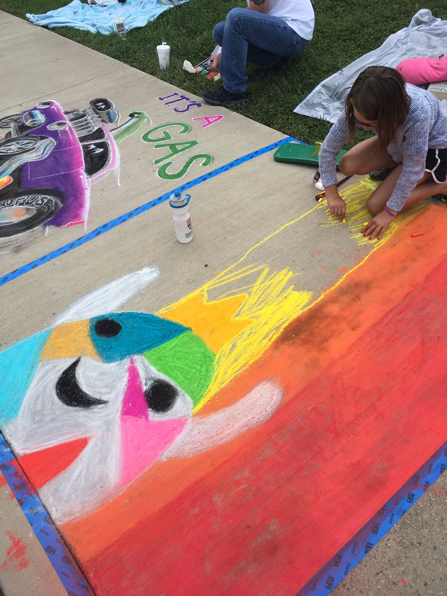 ParriThurman's tweet photo. @esksaints @esklibrary Finished the Oak Ridge book character chalk walk! A colorful Beekle! https://t.co/h3L6QHsgeY