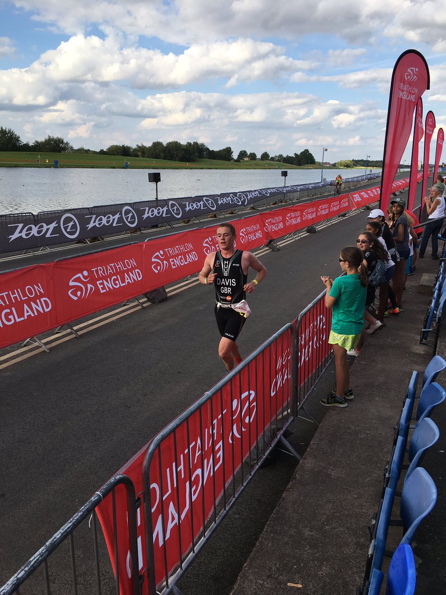 TriEngland's tweet photo. Tom Davis brings the mixed Team Race Hub over the line for the first of this afternoons finishers at the @OSBevents club relays. #TEchamps https://t.co/kgOnRiph19