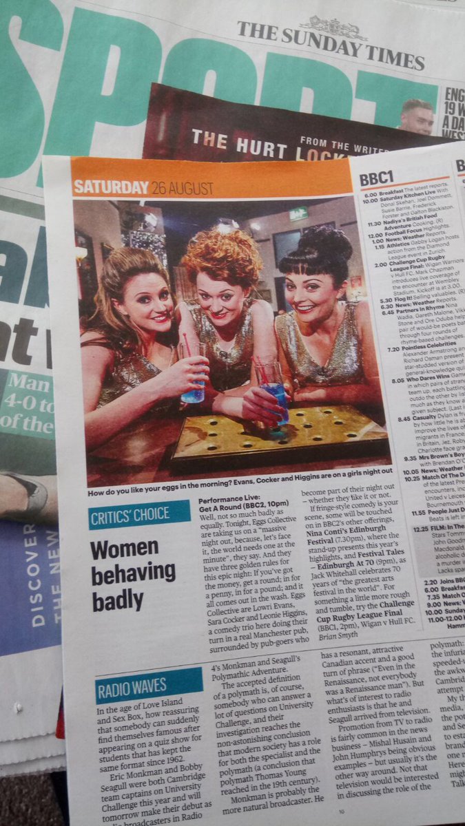 EggsCollective's tweet photo. #PerformanceLive #EggsGetARound is critics' pick of tonight's telly in @guardian @thetimes @telegraph @RadioTimes @observer! 10pm on @BBCTwo https://t.co/Z3YpEopoiC