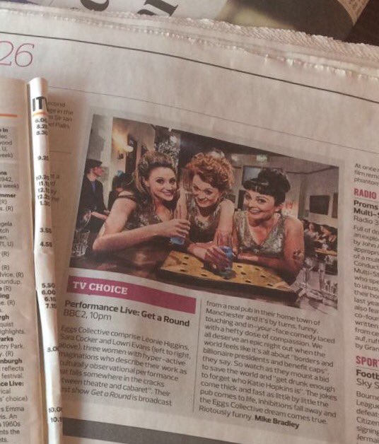 EggsCollective's tweet photo. #PerformanceLive #EggsGetARound is critics' pick of tonight's telly in @guardian @thetimes @telegraph @RadioTimes @observer! 10pm on @BBCTwo https://t.co/Z3YpEopoiC