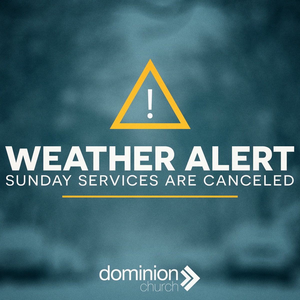 DominionChurch1's tweet photo. ❌EMERGENCY UPDATE❌ Due to inclement weather all Sunday services for August 27 have been canceled. Stay safe! https://t.co/YhxW1bJ0WE