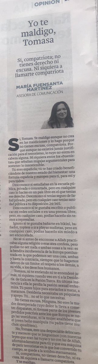 PaquiVicente's tweet photo. Yo también maldigo a #LaTomasa. ¡Me encanta tu artículo @Mafuensanta! 🤗🤗 Se puede decir más alto, no más claro. https://t.co/ZdbHAmVyw2