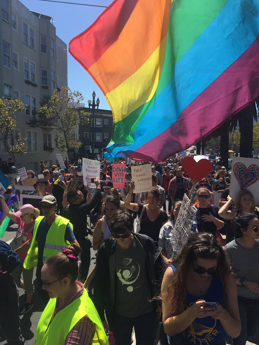 SchauerTime's tweet photo. No hate in SF today, just a huge protest for love and peace. ❤️ https://t.co/vgRoADq132