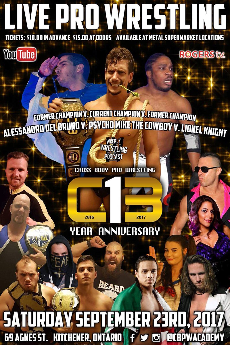 HandshakingTeam's tweet photo. 9/23 • @CBPWAcademy 1 Year Anniversary event ft. @DelBruno7 v. @iAmPsychoMike v. @Check_M8 + more.

@rogerstv &amp; @YouTube tapings! https://t.co/XvzwiSLGOm