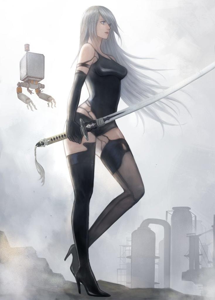 yorha_typeA2's tweet photo. @ElegantCPU pod what is this place? 
... unknown..
Damn it why do I even ask you 
... it appears to have life in those city's...
Life? Huh.. https://t.co/GkNkuJRRED