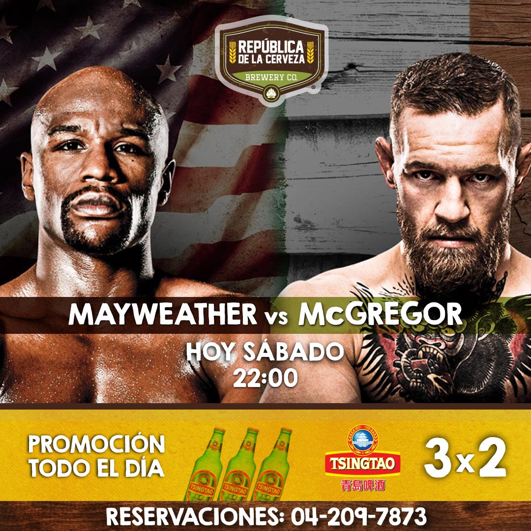 repdelacerveza's tweet photo. En #RepúblicaDeLaCerveza podrás disfrutar de la pelea #Mayweather vs #McGregor.
💪👊
¿Ya reservaste mesa con tus #PanasCerveceros? 🍻 https://t.co/vKoLWvjgdA