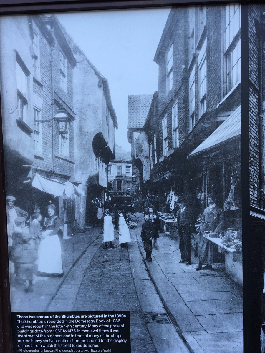 YorkBespoke's tweet photo. Love the enlarged photos of @theshambles in days gone by in the thriving @streetfoodyork area. https://t.co/SnlYDkNTJq