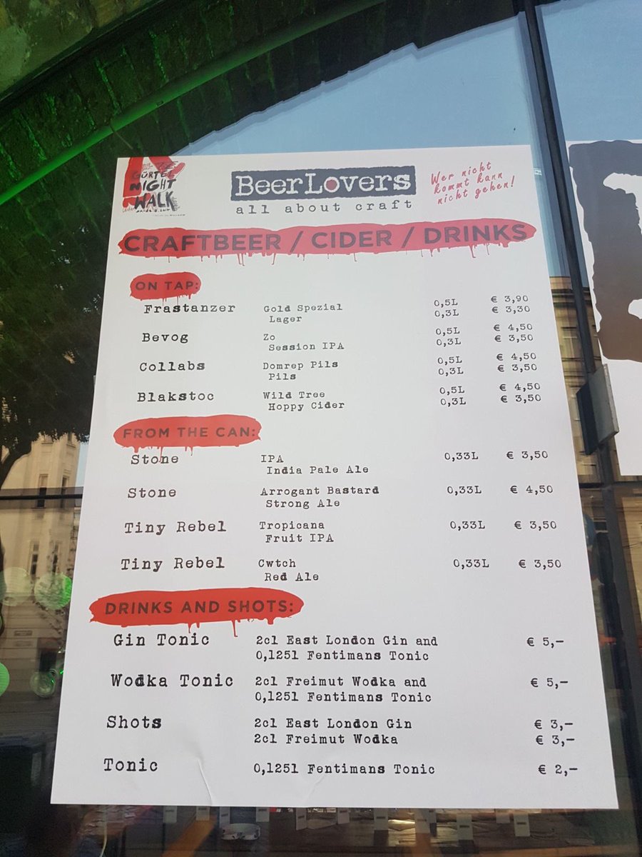 BeerLoversAT's tweet photo. Ab geht's! Hier kommt unsere Aufstellung! #gürtelnightwalk @tinyrebelbrewco @FentimansLtd @frastanzer @FREIMUTWODKA @StoneBrewing @bevog https://t.co/4VA9NQy00Y