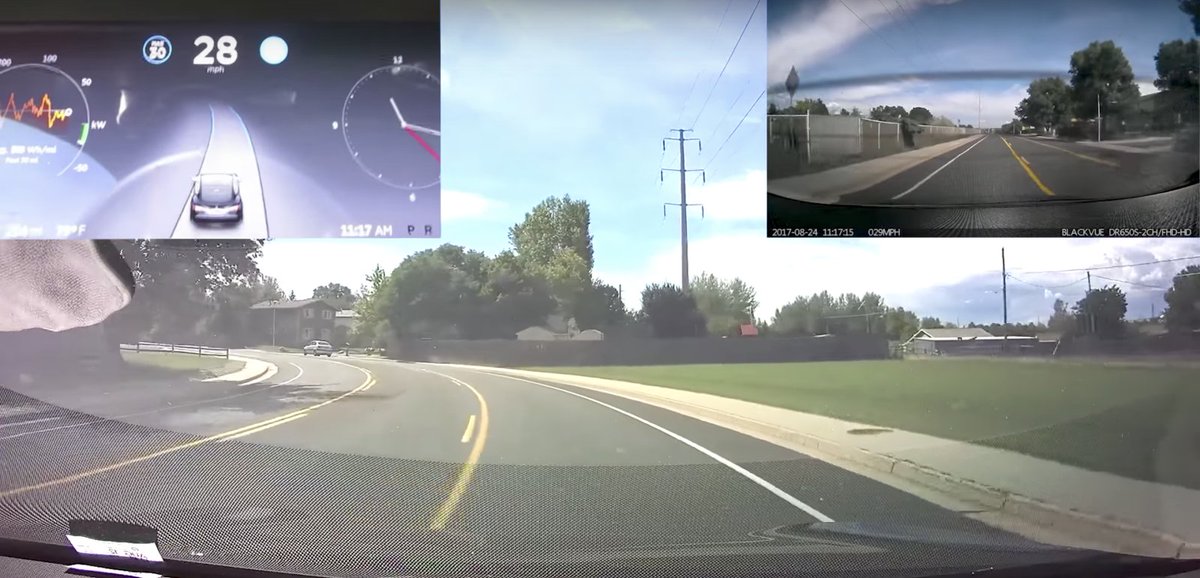 ElectrekCo's tweet photo. A look at Tesla's latest Autopilot 2.0 software update https://t.co/ZPEmelt0jK https://t.co/F41pl2sxeq