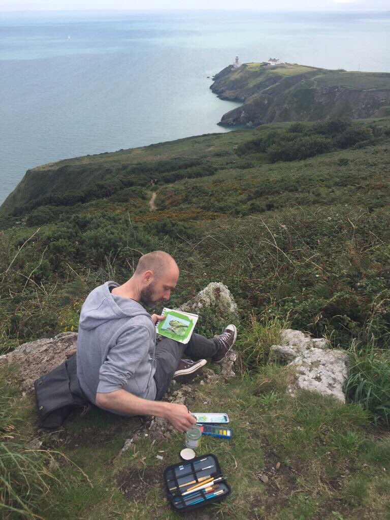 Out with the #watercolour around Howth head, Dublin. Beautiful #landscape and weather today. #painting