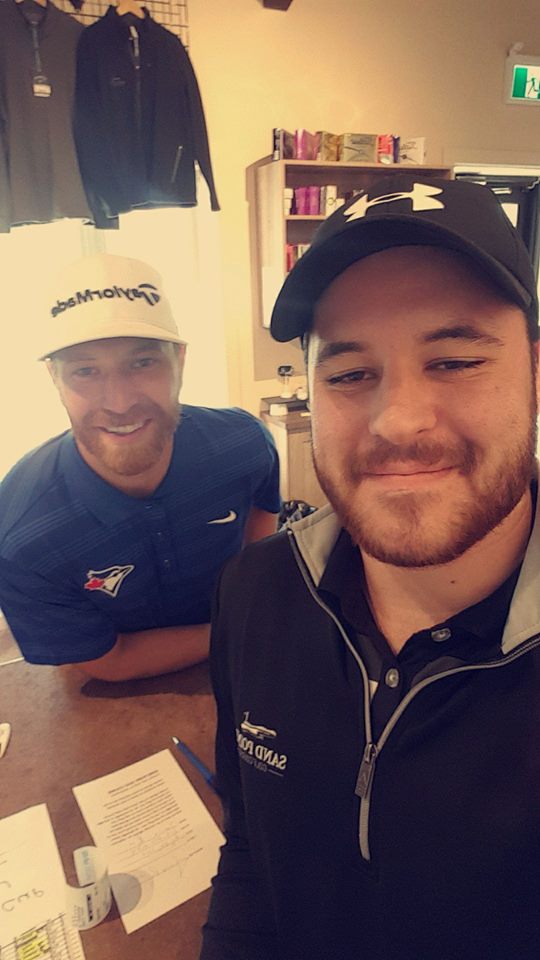 SandPointGolf's tweet photo. @Perreault10  snuck a quick selfie with @claudegiroux28 before his tee off today @SandPointGolf 
#philadelphiaflyers #golf https://t.co/wa61v7TWI7