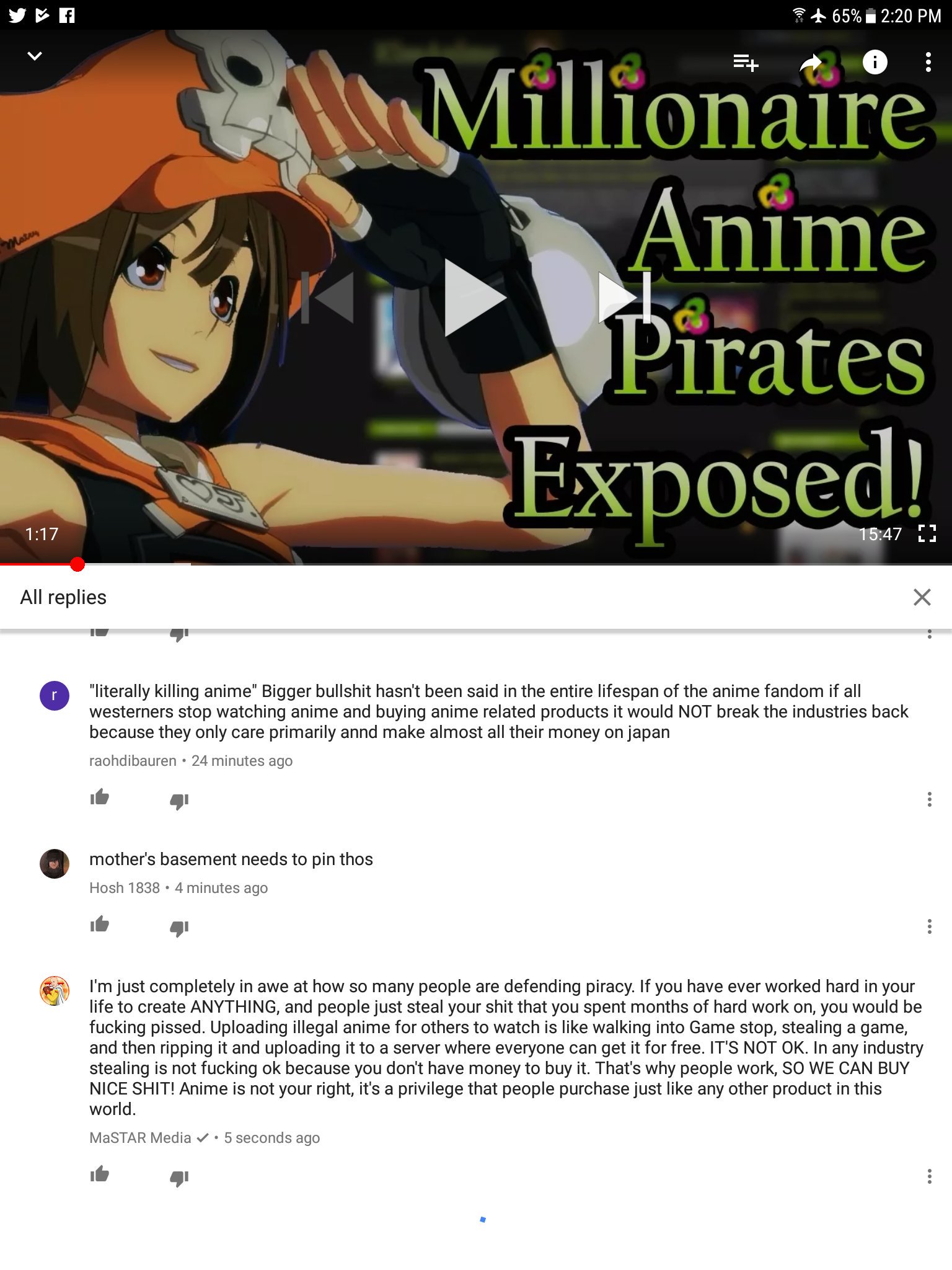 Mastar on X: I'm stunned. Mothers basement makes a video attacking piracy  in the defense of the anime industry and PEOPLE ARE LITERALLY DEFENDING  PIRACY  / X