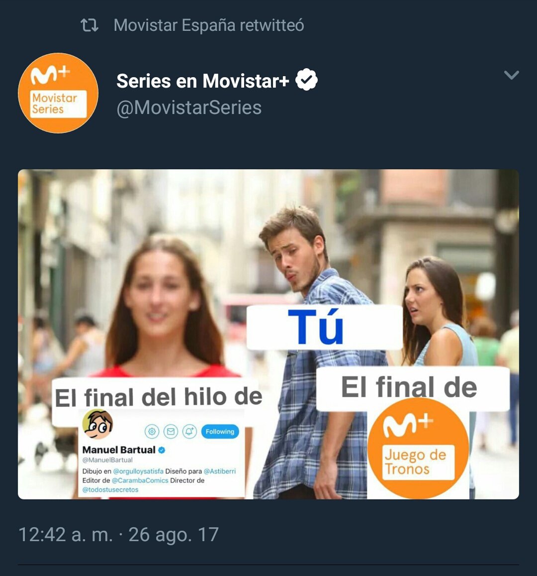 adri_unicornico's tweet photo. El #meme2017 en el que #Manuel una historia de @ManuelBartual es el evento más seguido en #twitter. Todo tiene un comienzo, que y el final?? https://t.co/maMEtRT7Ur