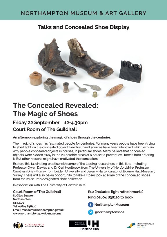 Find out more about the fascinating practice of concealing objects in buildings, in particular shoes! Fri 22 Sept, northampton.gov.uk/museumworkshops