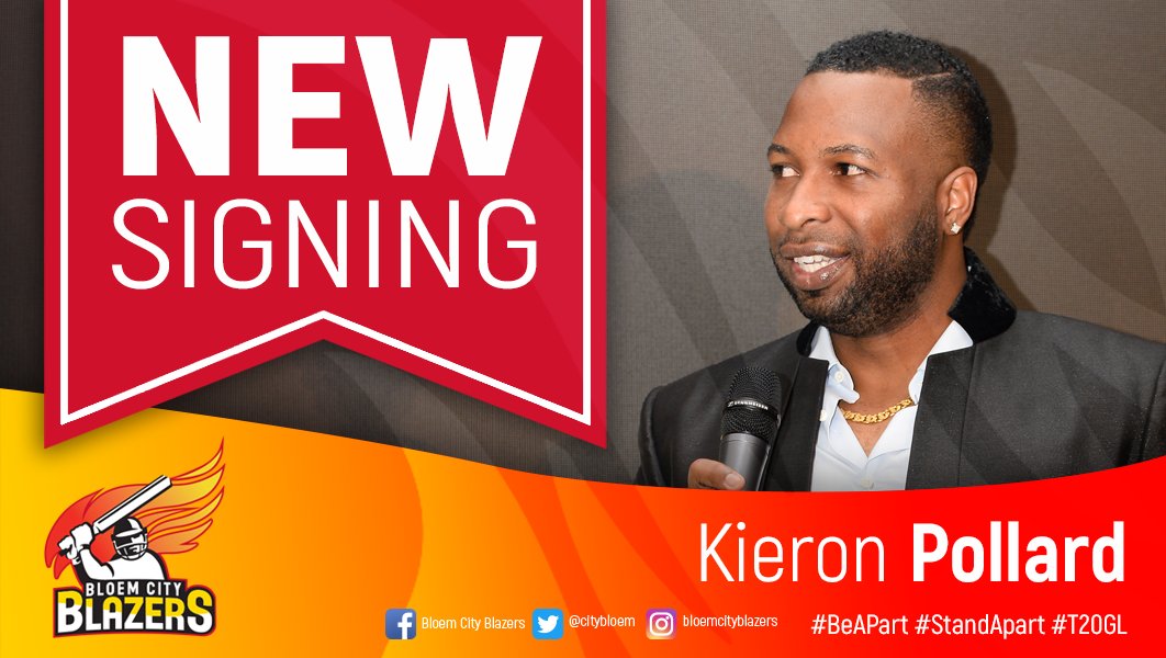 CityBloem's tweet photo. We would like to welcome the big hitting @KieronPollard55 to @CityBloem. definitely a player that #StandsApart. https://t.co/0L7OlVZOti