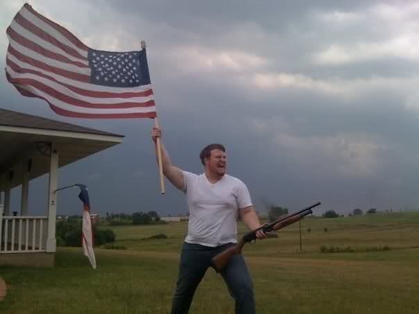 tcryptidhunter's tweet photo. My brother, defending his Vienna sausage stockpile from the looters just west of Houston. https://t.co/VnQP8nZh0S