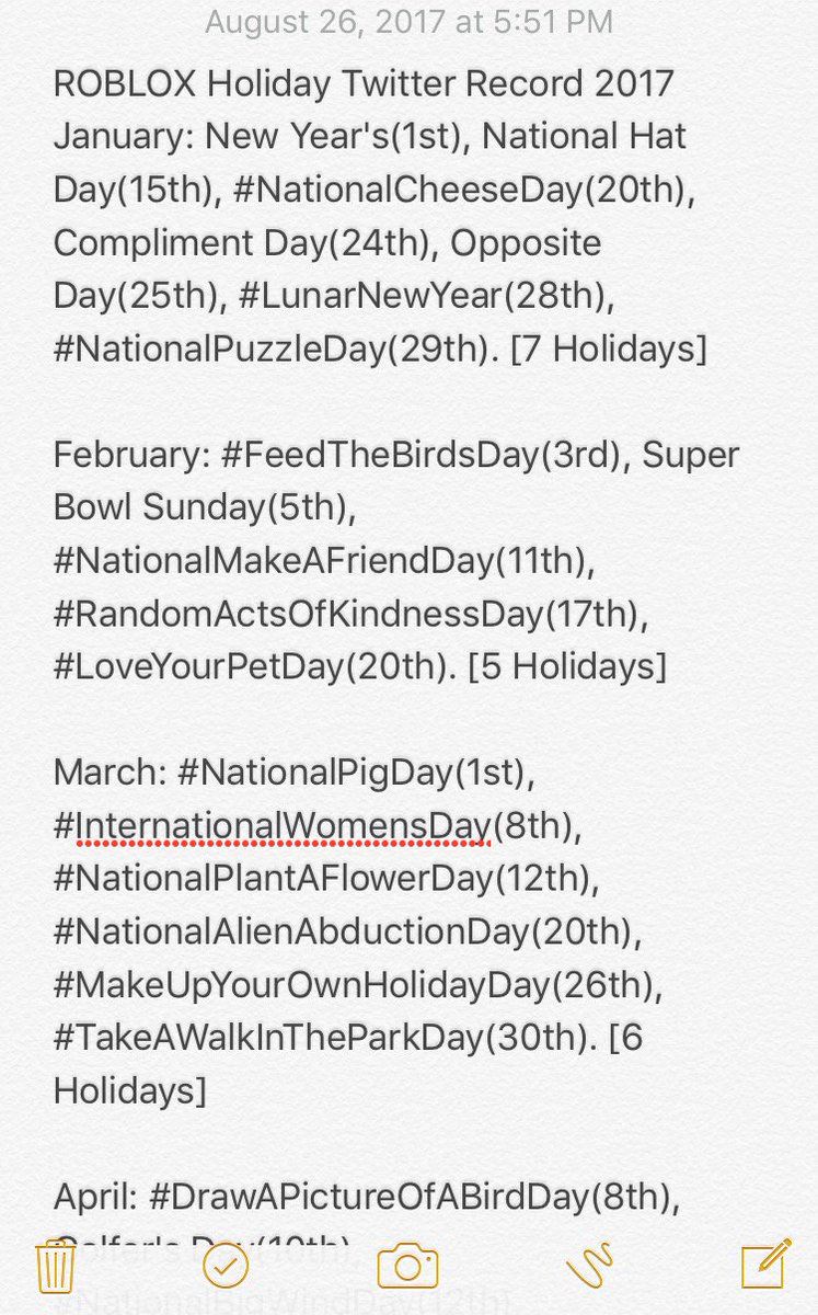 Roblox On Twitter Thanks For The List Of All Our Holidays - 
