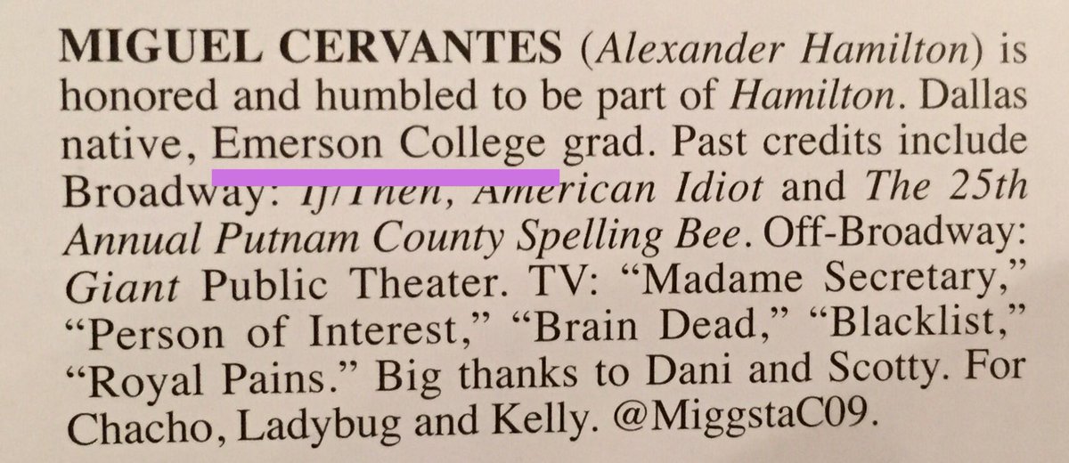 #Hamilton in #chicago is an <a href="/EmersonCollege/">Emerson College</a> grad! And he was fantastic.