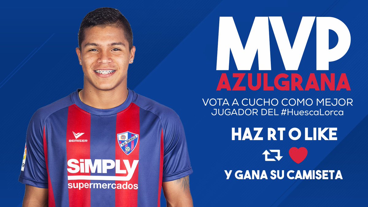 SDHuesca's tweet photo. MVP | Vota a @cucho1099 como mejor jugador azulgrana del #HuescaLorca. Haz 🔄 o ❤️ y gana su camiseta https://t.co/zO3KBbl7Cy
