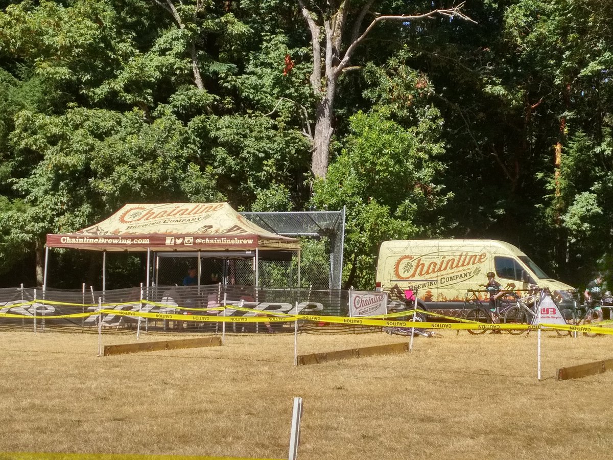 Plenty of bike parking and barrier views in the beer garden! <a href="/chainlinebrew/">Chainline Brewing Co</a> #womencx