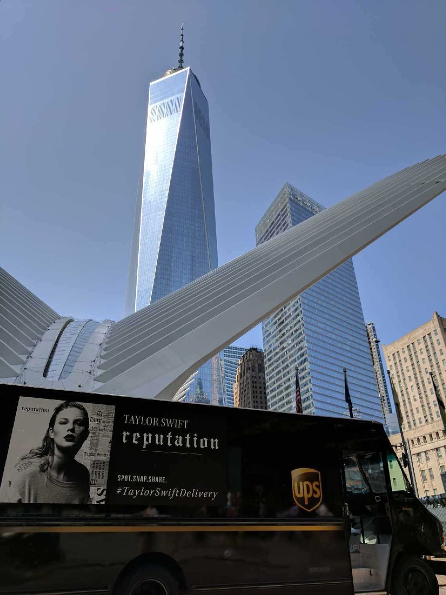 Pretty Cool......Taylor Swift package car in front of the Freedom Tower in Manhattan! #TaylorSwiftDelivery