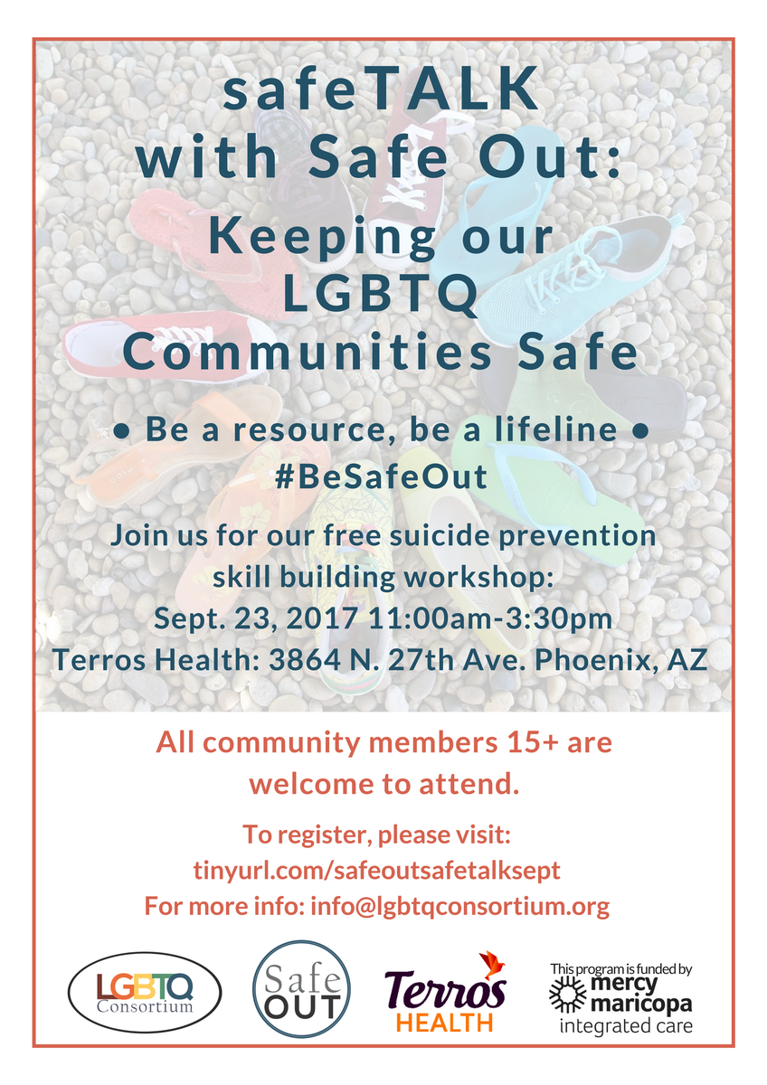 Join Safe Out for #safeTALK during Teen Suicide Prevention Awareness Month. Register at tinyurl.com/safeoutsafetal… #BeSafeOut #TSPAM #LGBTQ