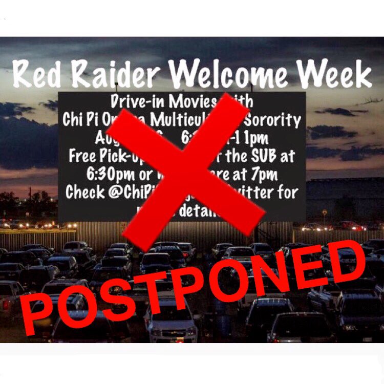ChiPiOmega's tweet photo. Tonight's #RaiderWelcome event has been postponed to a later date. #RRWW #RushChiPi https://t.co/sjyFWzneCK