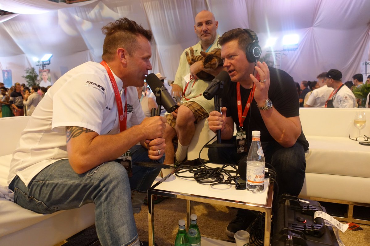 .<a href="/TylerFlorence/">Tyler Florence</a> interviewing <a href="/BrianMalarkey/">Brian Malarkey</a> on his podcast #WolfItDown: itunes.apple.com/us/podcast/wol… #LAFoodWine