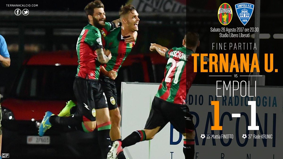 SerieB_Arabic's tweet photo. - نهاية المباراة بالتعادل الإيجابي للفريقين .
#TerEmp
#SerieB https://t.co/3i5fzxgKcs