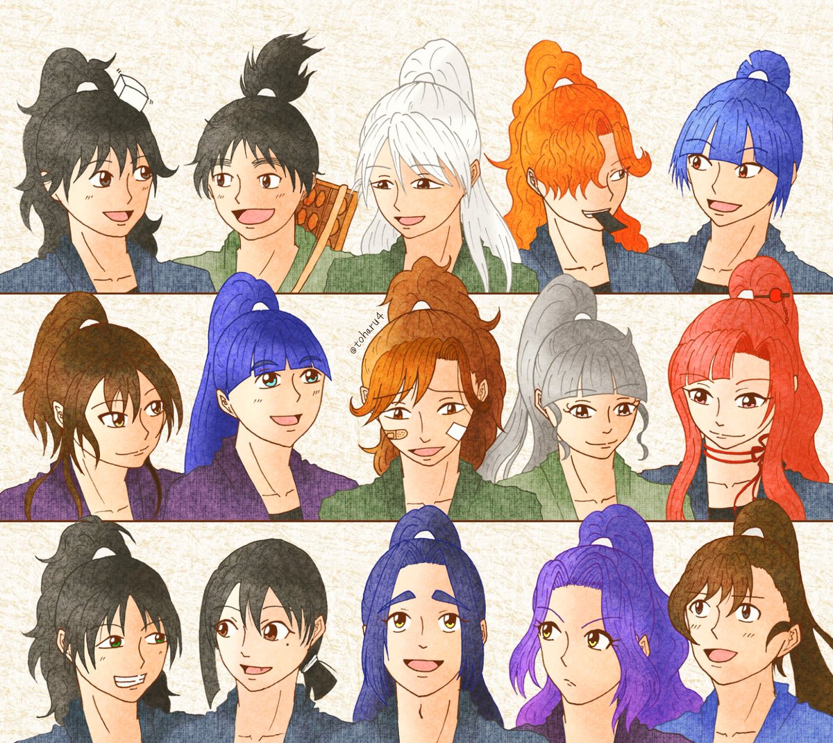 toharu4's tweet photo. 【企画】
＊フォロワーさんの忍たま化っ子で集合絵描いてみたい＊

ようやく完成いたしました!!!!😭✨
自分の子含め総勢15忍！
大切な忍たま化っ子くん達を提供してくださった皆様、本当にありがとうございました!!! https://t.co/1O5qkmViVF