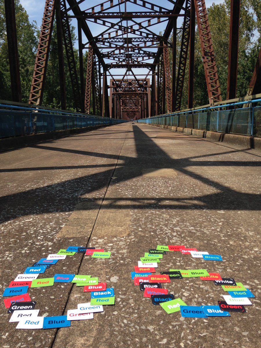 KaleidoCards's tweet photo. Walked over Mississippi on #OldChainOfRocksBridge #Route66. Has 22 degree bend and gas station in middle. Strange place for #KaleidoCards... https://t.co/aFZqvfqjut