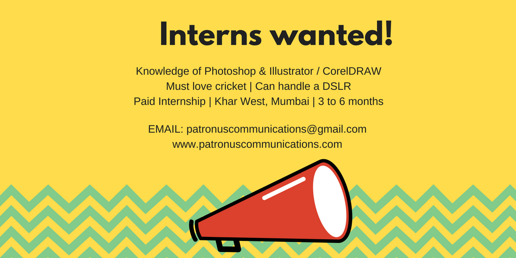saunskruti's tweet photo. We're looking for interns at @Patronusdigital. Please RT/spread the word.
#Mumbai #NowHiring #Bandra #Khar #Internhsip https://t.co/Dl0GgqTb8V