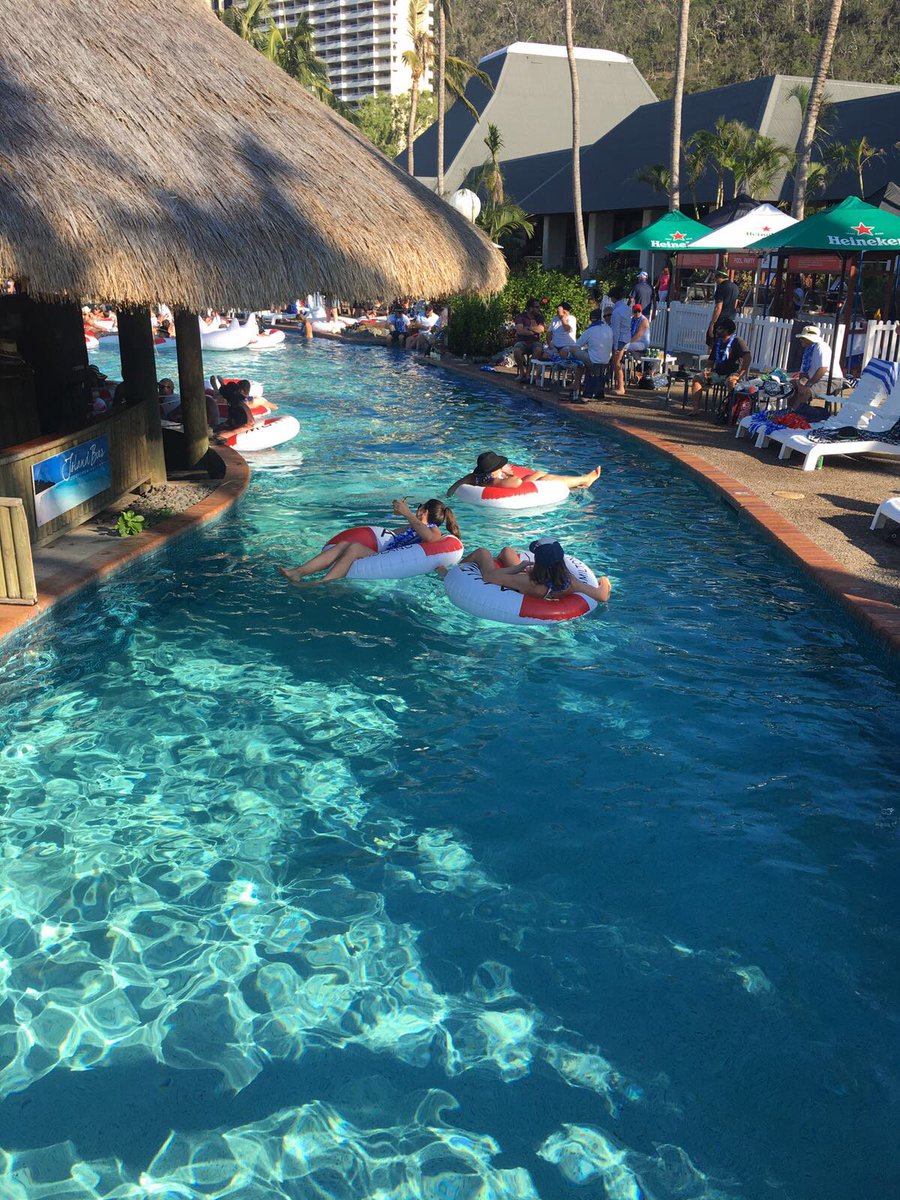 SVRambleTamble's tweet photo. Layday on #HamiltonIsland - floating around the pool drinking cocktails all day. No racing today #AHIRW2017 #AlwaysAudi https://t.co/LylfE5MDDj