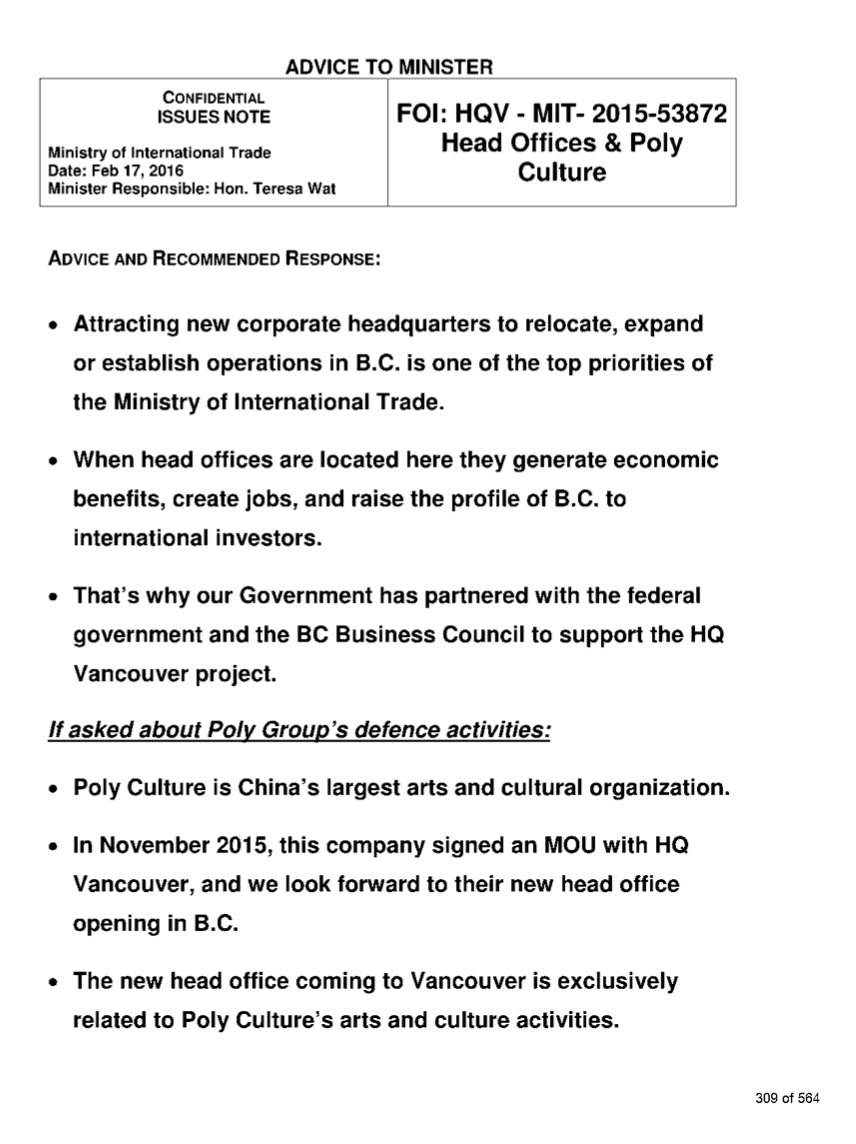 theBreakerNews's tweet photo. #PolyPapers - What Teresa Wat was told to say if asked about a Chinese arms dealer's Vancouver art gallery #bcpoli https://t.co/PEagkZeKKV https://t.co/LUkDn85UWQ