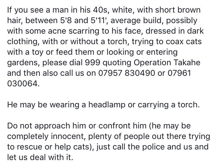ProtectCatsLDN's tweet photo. URGENT APPEAL: If you see a man of this description trying to coax/feed cats/entering gardens,call 999 quoting Operation Takahe #UKCatKiller https://t.co/5SB5sjhPhm