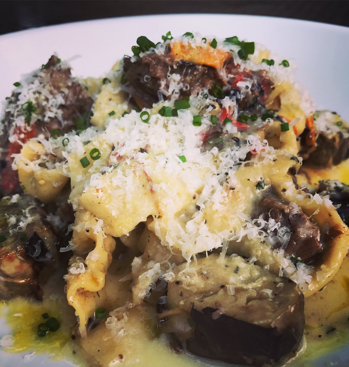 SerpasATL's tweet photo. Braised Short Rib Pasta with House Made Pappardelle, Roasted Eggplant, Parmesan, Roasted Pimento Pepper
#atlfoodies #atlchefs #nolastyle https://t.co/D4mmzoNeus