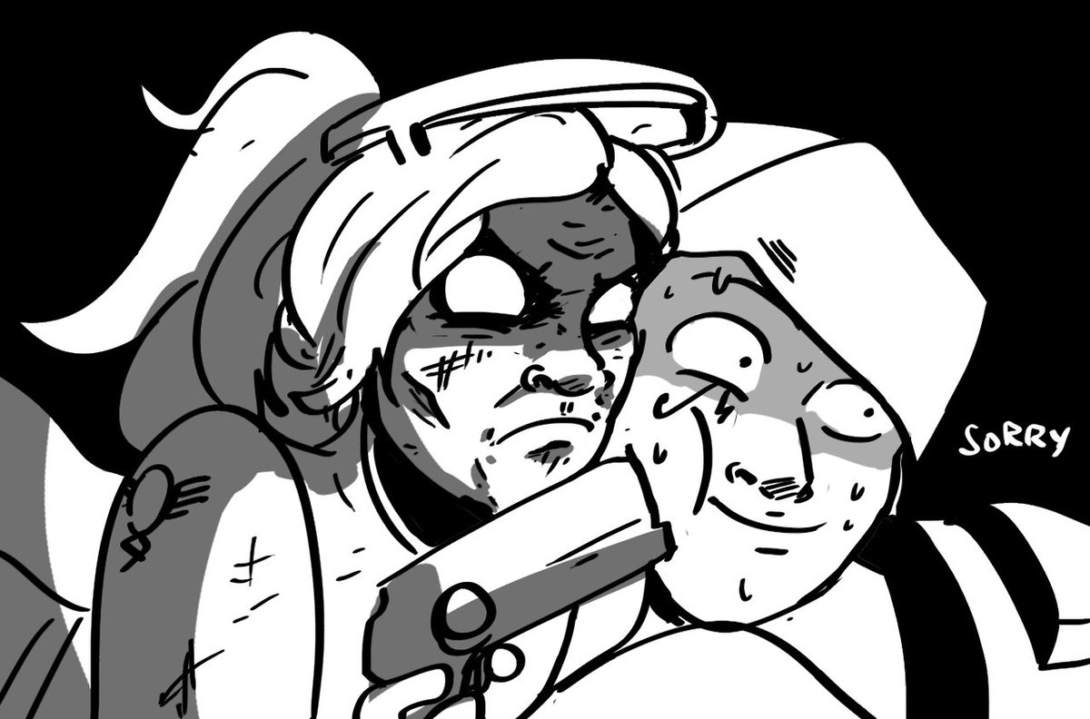 High pitch squeaky voice. "I'm sorry..."