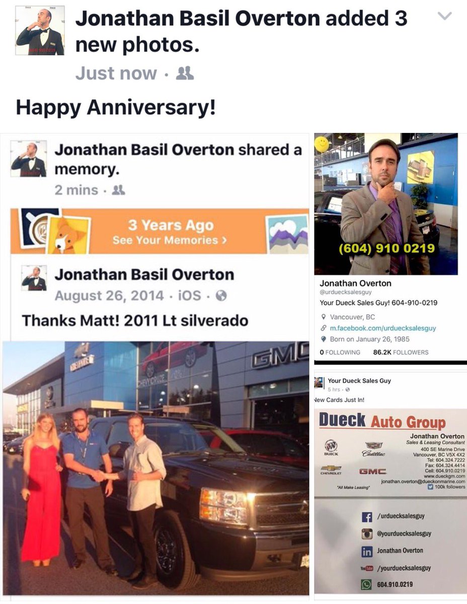 urduecksalesguy's tweet photo. #DueckThrowBackPost! #Happy #Anniversary! #TeamDueck #Just_Du_eck #Got_Dueck @Dueckgm @Chevrolet @Cadillac @Buick @ThisIsGMC @GMcanada #4col https://t.co/MohVAB3SfI