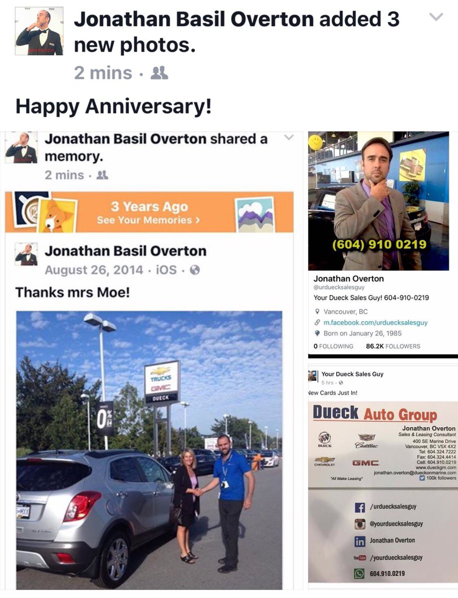 urduecksalesguy's tweet photo. #DueckThrowBackPost! #Happy #Anniversary! #TeamDueck #Just_Du_eck #Got_Dueck @Dueckgm @Chevrolet @Cadillac @Buick @ThisIsGMC @GMcanada #4col https://t.co/43VMQhDsWI