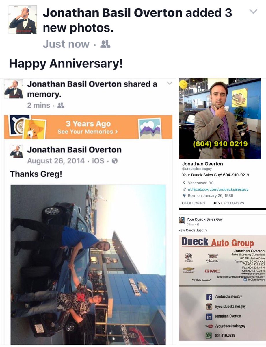 urduecksalesguy's tweet photo. #DueckThrowBackPost! #Happy #Anniversary! #TeamDueck #Just_Du_eck #Got_Dueck @Dueckgm @Chevrolet @Cadillac @Buick @ThisIsGMC @GMcanada #4col https://t.co/sqrMYpcqQ4