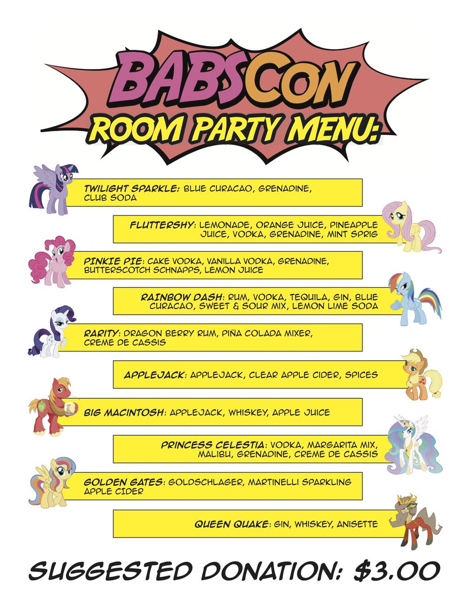 Don’t forget, #BronyCAN2017, tonight’s your last chance to PARTY with us! Rm 130 near the vendor hall, 8PM-12M. <a href="/BronyCAN/">BronyCAN</a> #BronyCAN 💖🦄🎉🍹