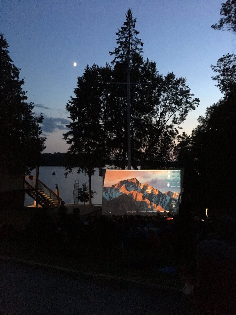 The August slide show in the park is about to start!!! #LastNightOfCamp