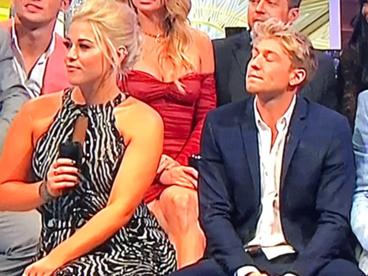 JoanMClements's tweet photo. My two faves #CBBAmelia &amp; #CBBSam trust Sam to have his eyes closed. #CBBUK #CBB @bbuk https://t.co/dpfZ7gNmru