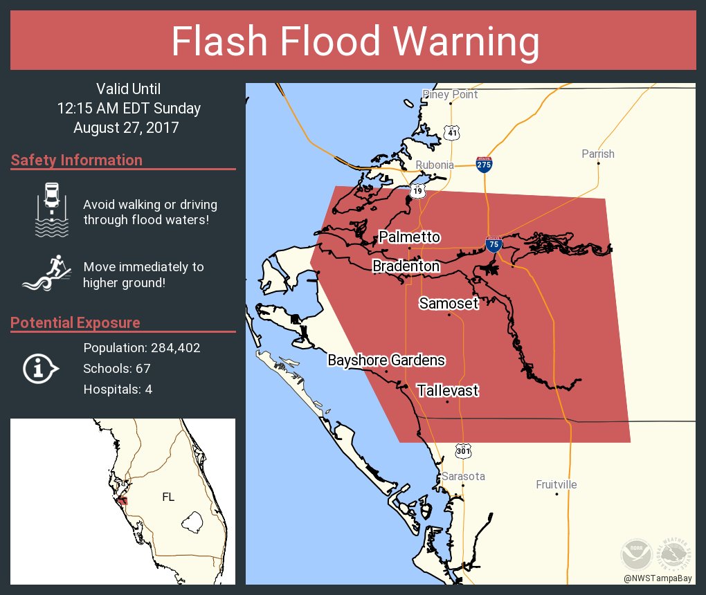 Flash Flood Warning Including Bradenton Fl Bayshore Gardens Fl