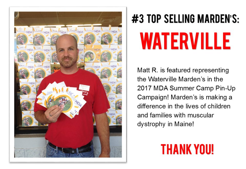 Shout out the #3 top selling <a href="/mardensinc/">Marden's</a>... Waterville! Keep up the hard work! Stop by to purchase a pin-up with a week left!