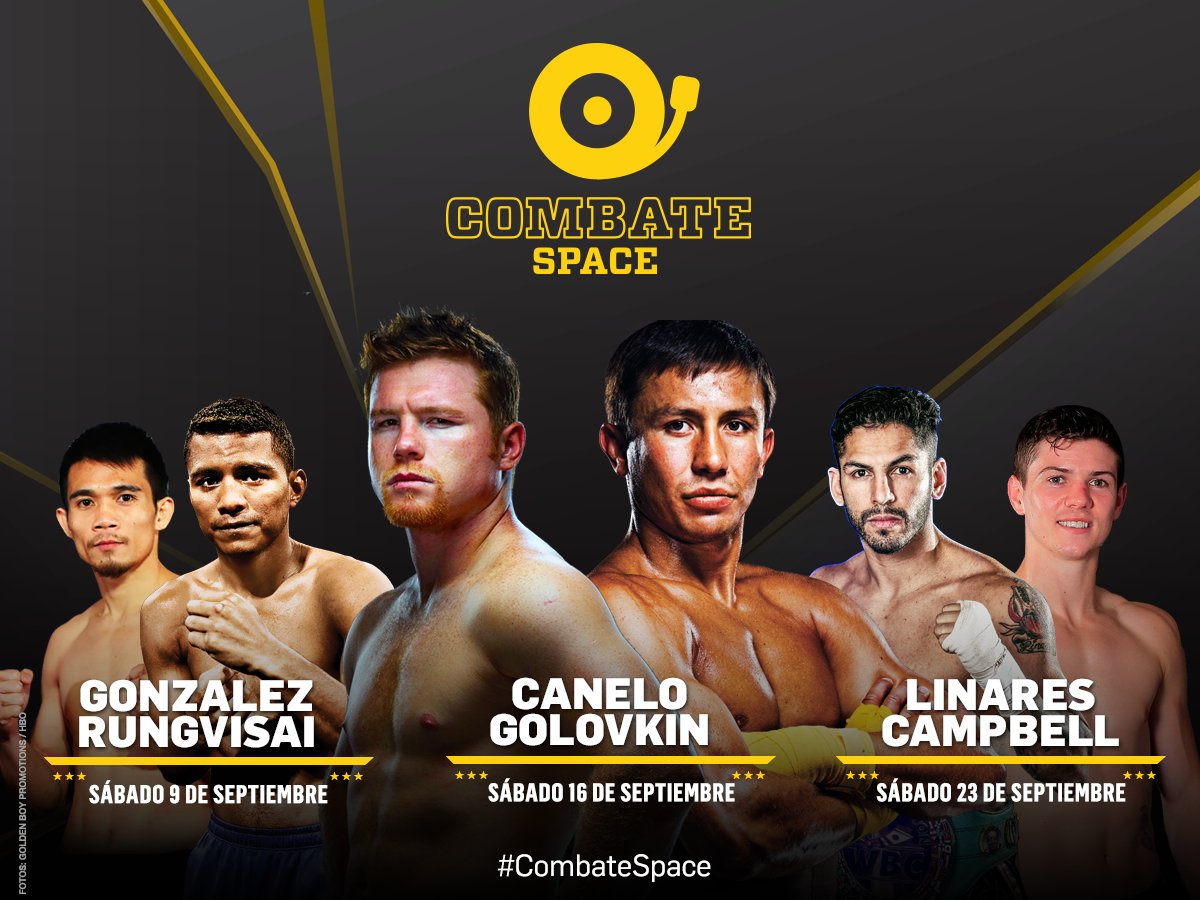 ¡Lo que nos espera en SEPTIEMBRE por #CombateSPACE! 
🥊 #RungvisaiChocolatito2
🥊 #CaneloGGG 
🥊 #LinaresCampbell