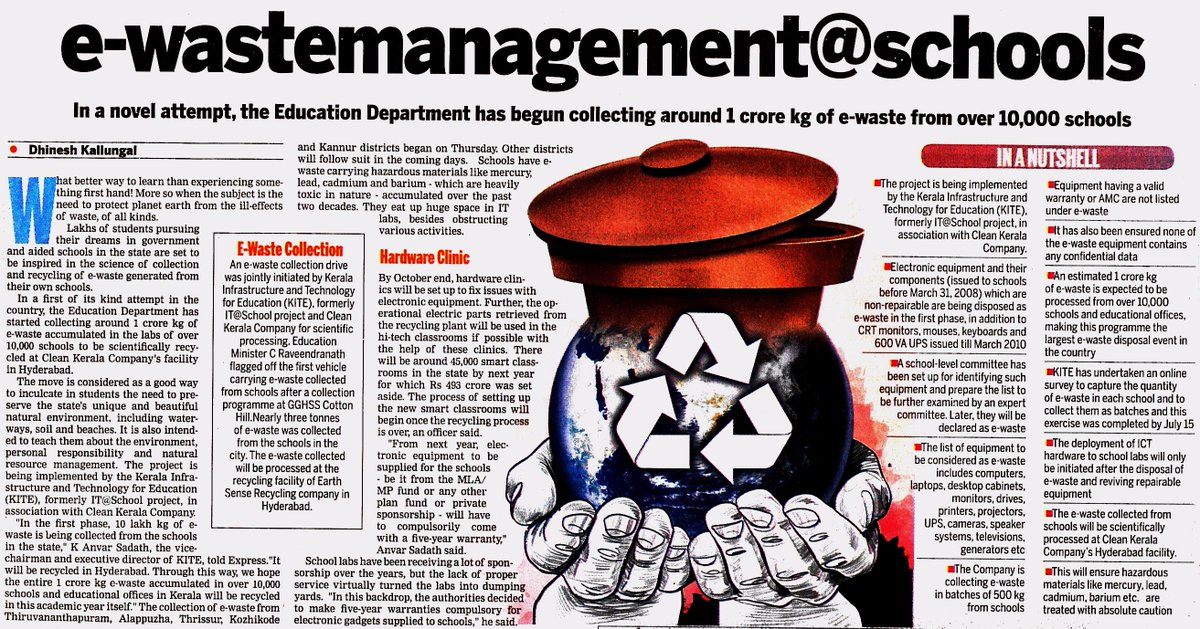 KITE_GoK's tweet photo. KITE initiates eWaste disposal from Kerala schools. Over 12 tonnes disposed on Day 1. https://t.co/61umjxZ0vN
