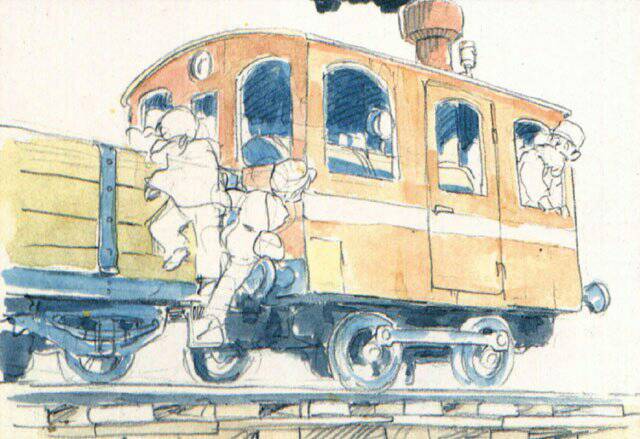 Boceto original de 'El castillo en el cielo' (Hayao Miyazaki, 1986).